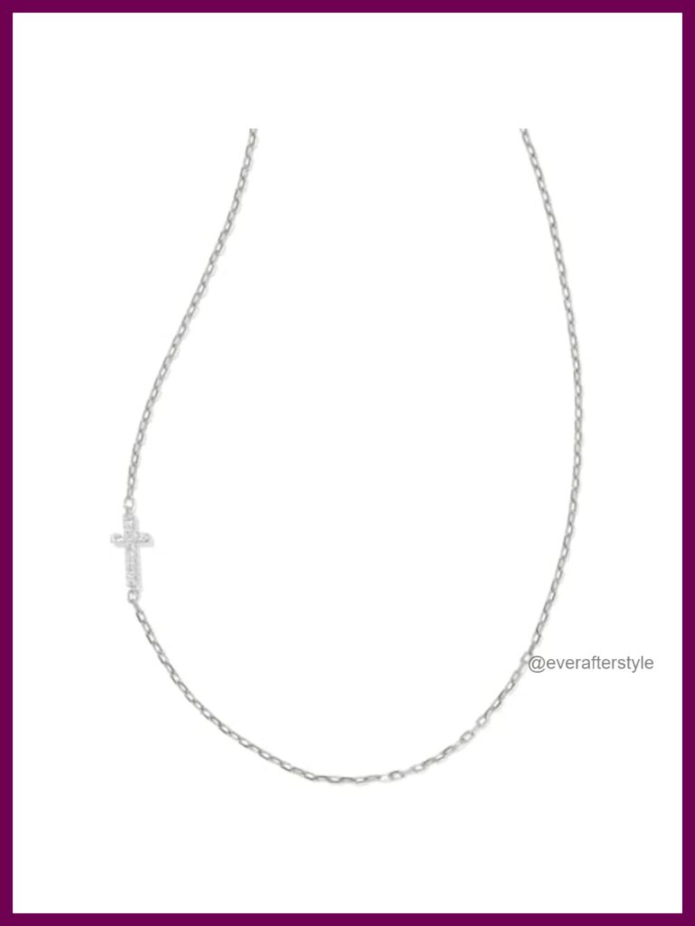 Sterling Silver White Topaz Pave Cross Necklace